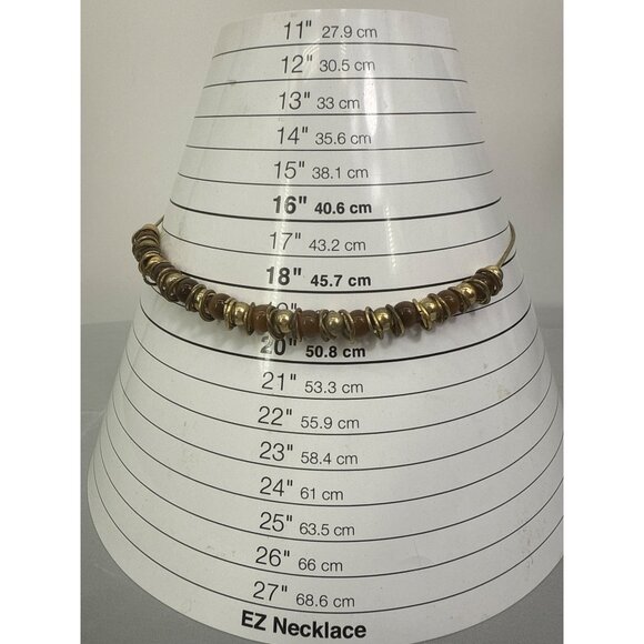 Tiger Eye Brown & Silver Beaded Necklace With Adjustable Chain - Picture 5 of 5